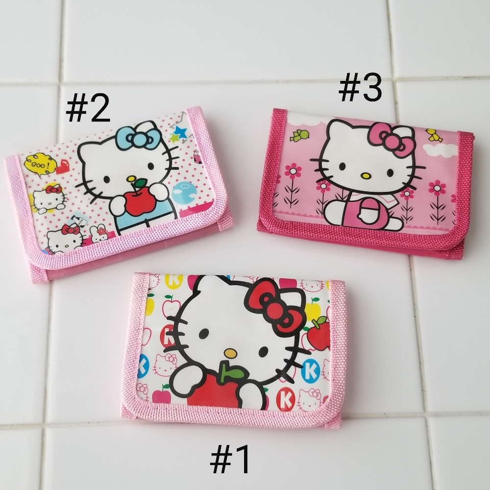 Sanrio Pink & Blue Hello Kitty Nylon Trifold Wallet New